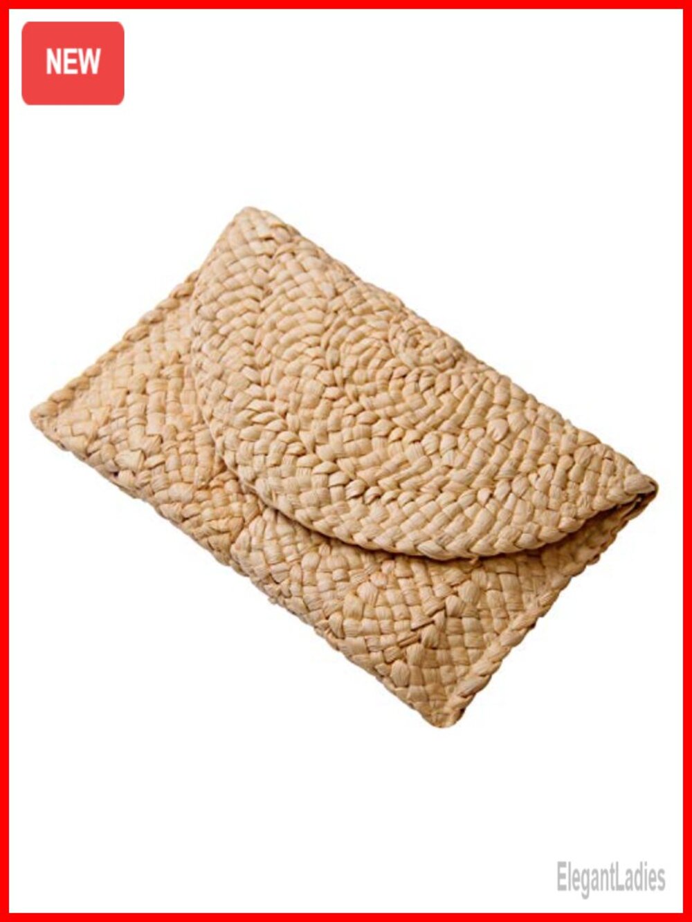 Natural Straw Envelope Clutch Handbag Woven Summer Beach Purse